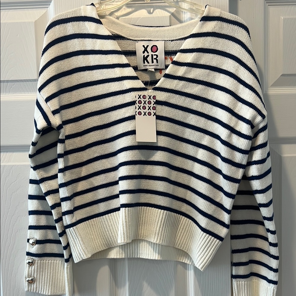 Kerri Rosenthal Sweater in Blue and White Stripes